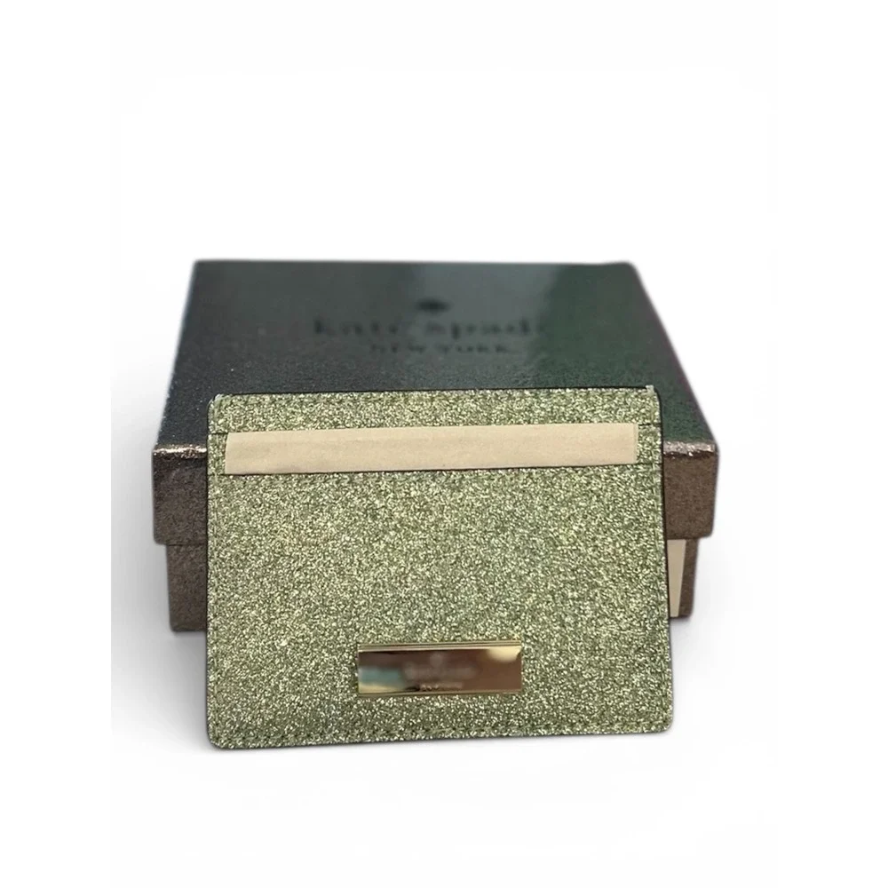 Kate Spade Kenzie Glitter Mixed MaterialsBoxed Small‎ Slim Card Holder NWT NIB